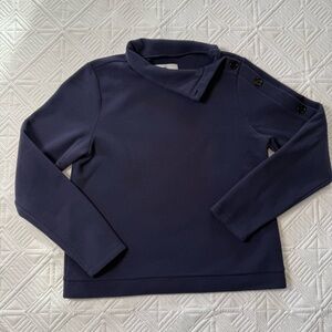 Dudley Stephens Button-Shoulder Fleece Sweater Size S In Navy